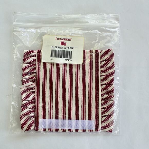 Longaberger Cotton Handle Gripper Sweetheart 2190390 New Red Ticking Stripe - Picture 1 of 6